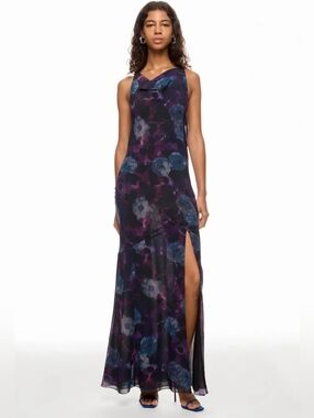 ROTATE BIRGER CHRISTENSEN CHIFFON MAXI RUFFLE DRESS SIZE XL MSRP $430